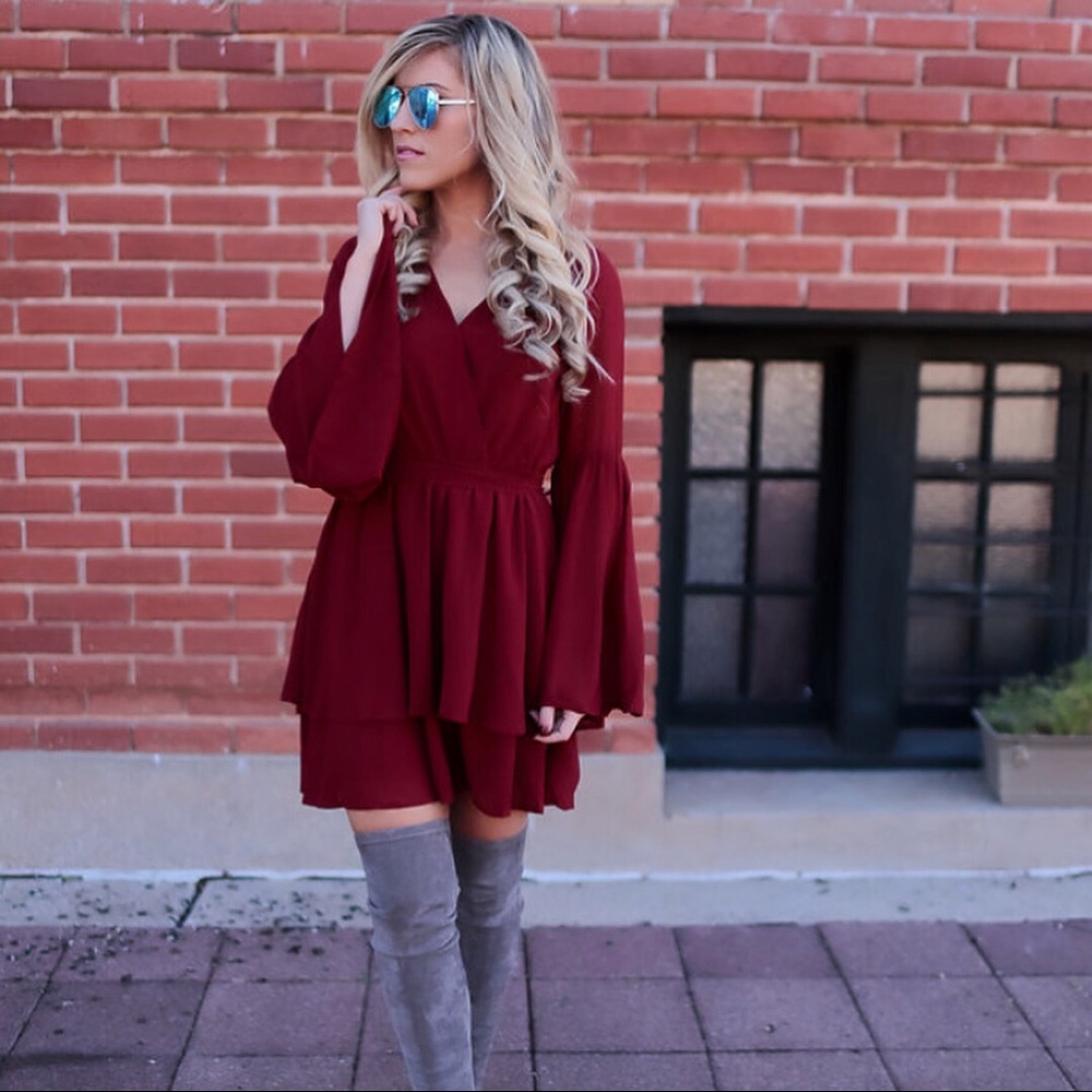 Last 1!! SMALL flirty fun wine colored party dress - Picture 5 of 8